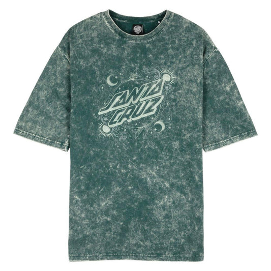 Santa Cruz Women's Ornate Dot Front Oversized T Shirt - Emerald Acid Wash