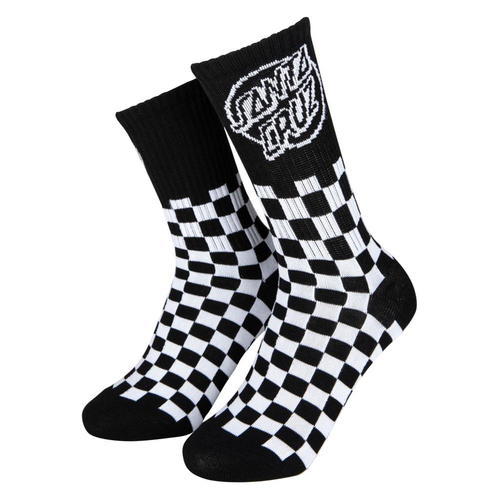 Santa Cruz Youth Oval Check Dot Socks (2 Pack) Black & White