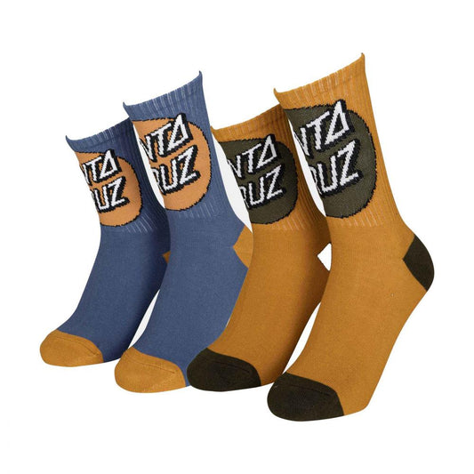 Santa Cruz Youth Oversize Other Dot Socks 2 Pack - Wheat Heritage Blue