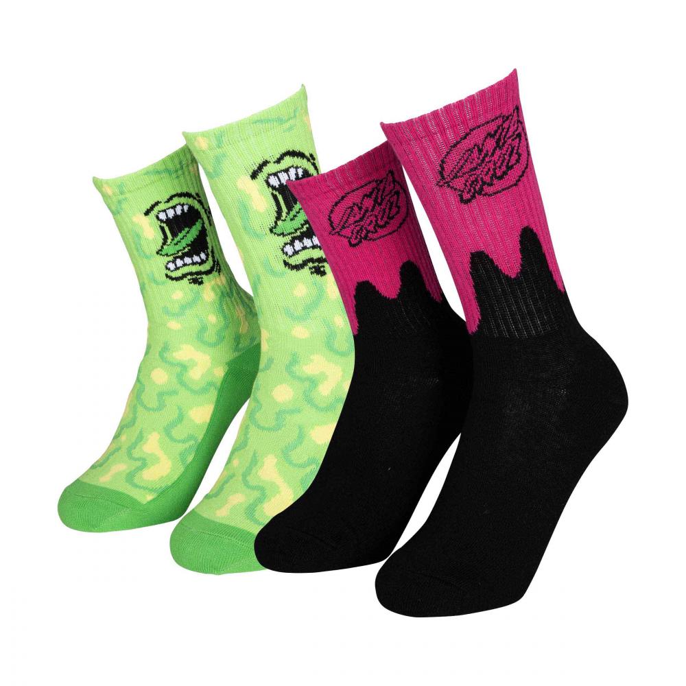 Santa Cruz Youth Slime Socks 2 Pack - Green Pink