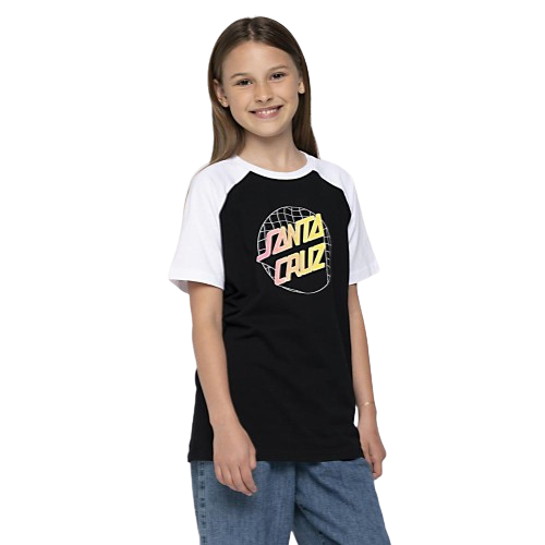 Santa Cruz Youth T-Shirt Grid Delta Dot Raglan - Black/White