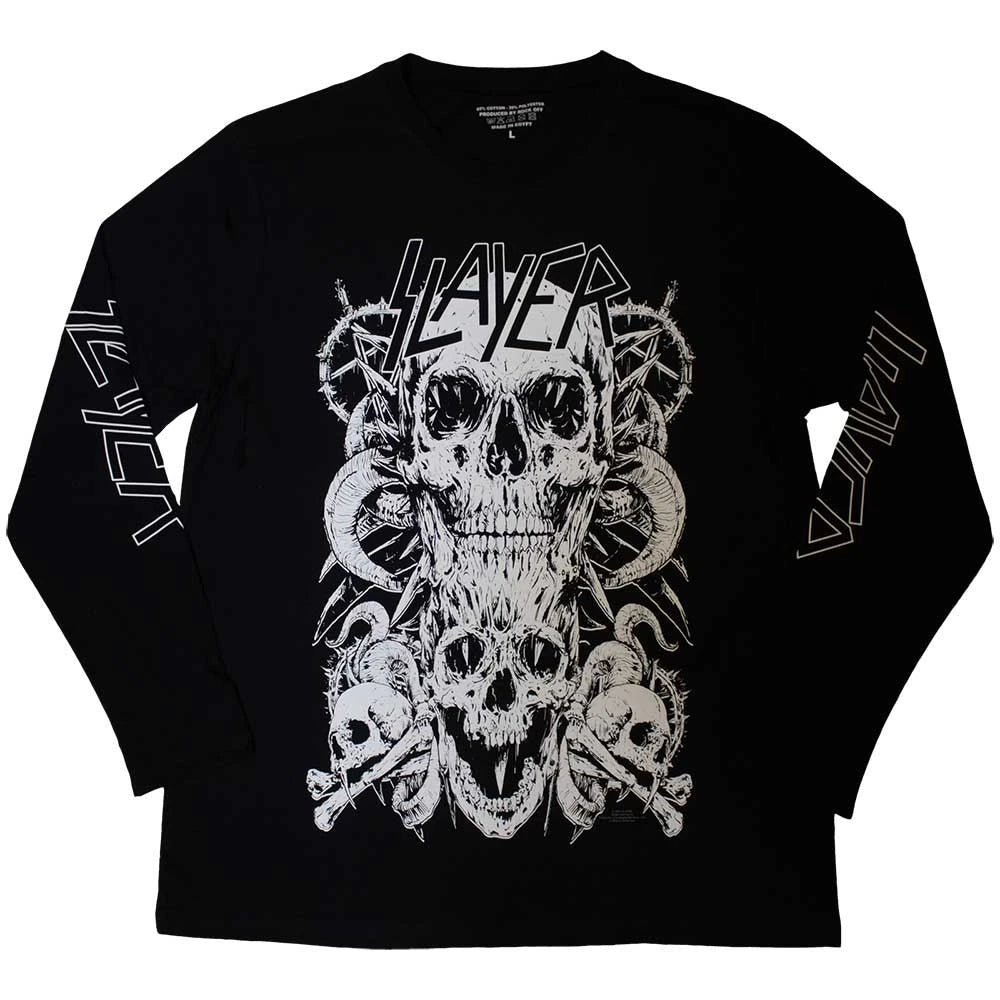 Slayer Long Sleeve Skulls T-Shirt - White
