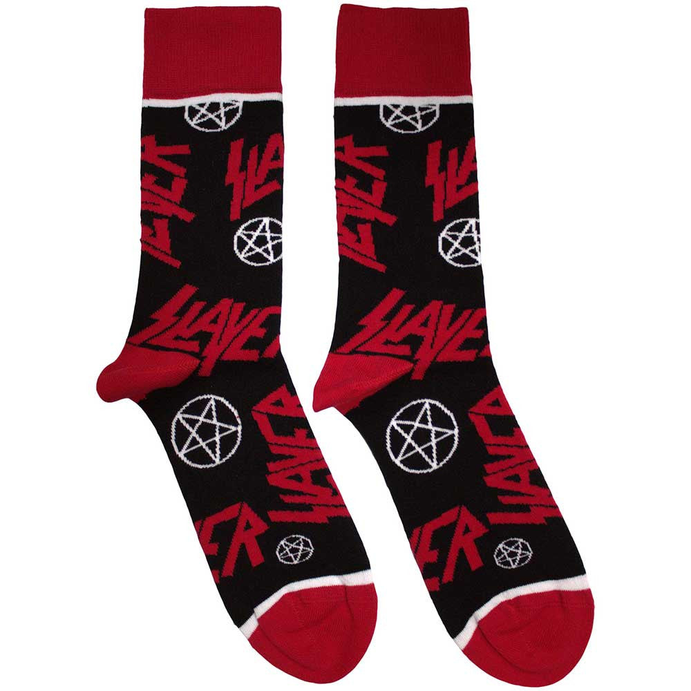 Slayer Logos and Pentegrams Socks - Black