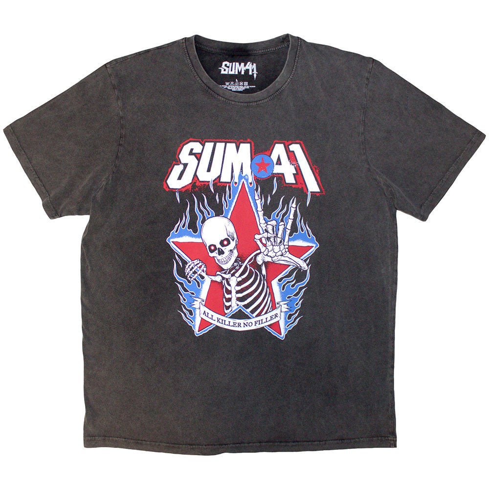 Sum 41 All Killer No Filler Skeleton T-Shirt - Charcoal Grey