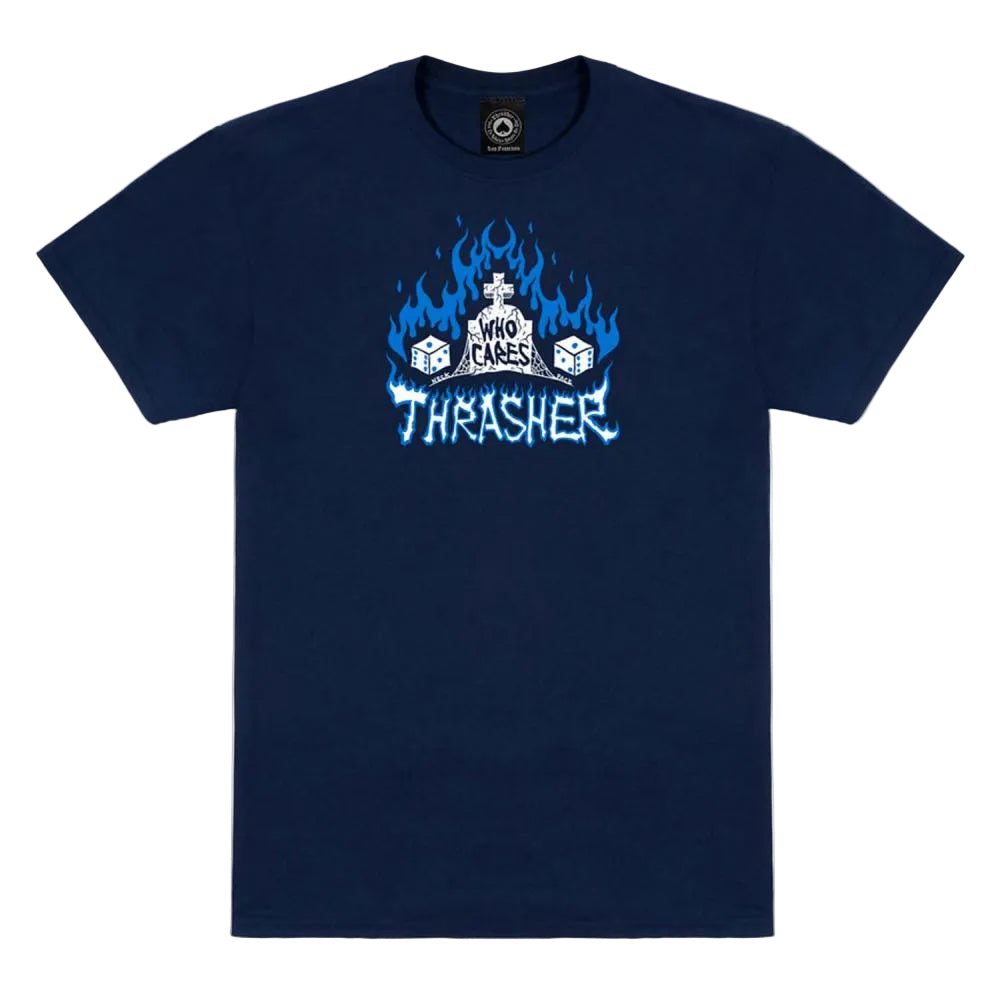 Thrasher Who Cares by Neckface Tee - Navy