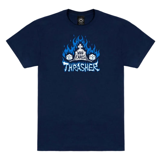 Thrasher Who Cares by Neckface Tee - Navy
