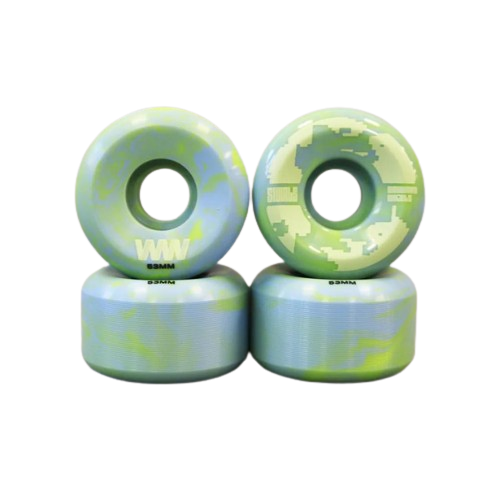 Wayward Wheels Swirl Formula Neon Green/Baby Blue - 53mm