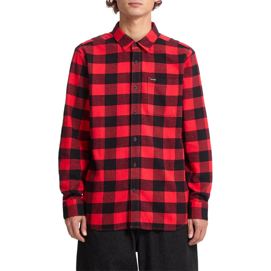 Volcom Netastone Flannel Long Sleeve Shirt - Red Black