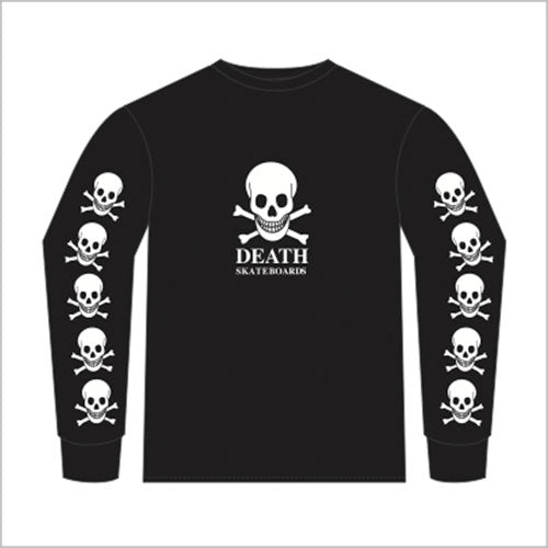 Death OG Skull Long Sleeve Tee - Black White