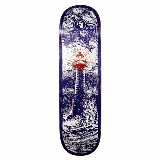 Heathen Lighthouse Blue White 8.5 inch skateboard deck