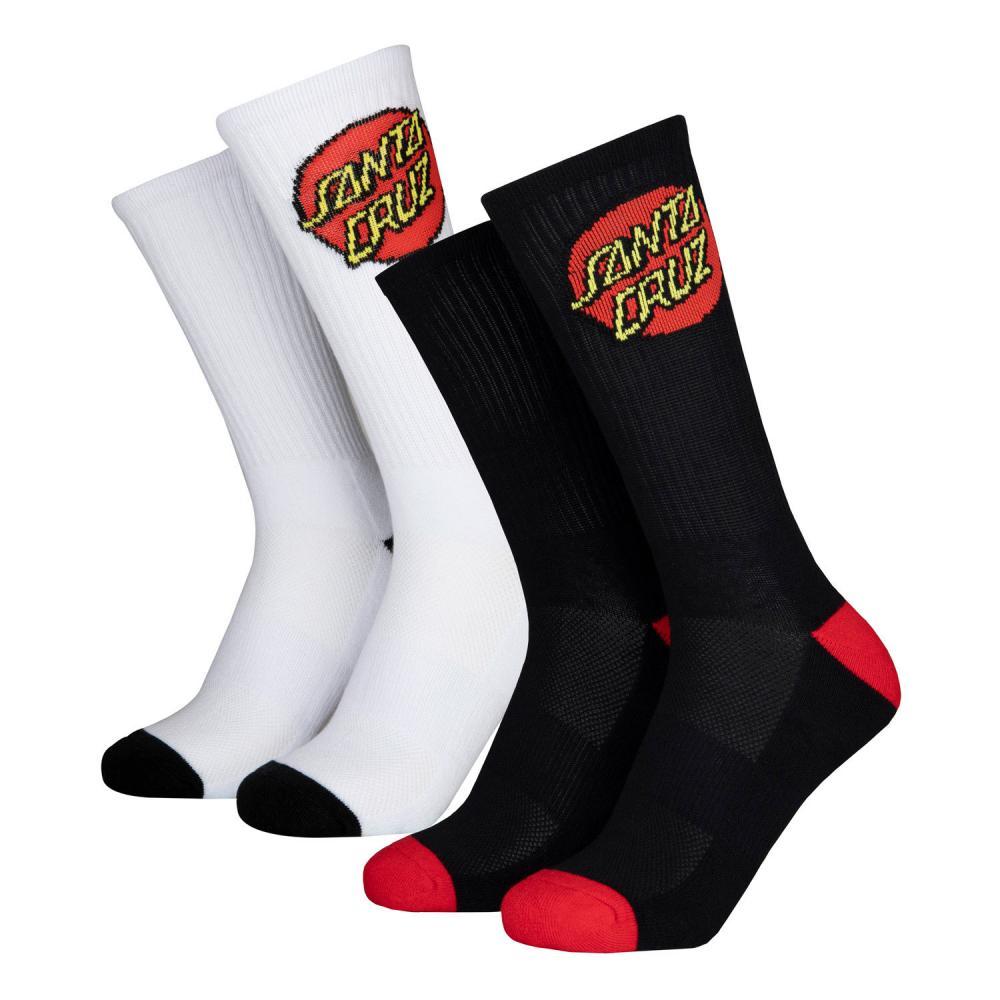 Santa Cruz Youth Classic Dot Socks 2 Pack - Black White