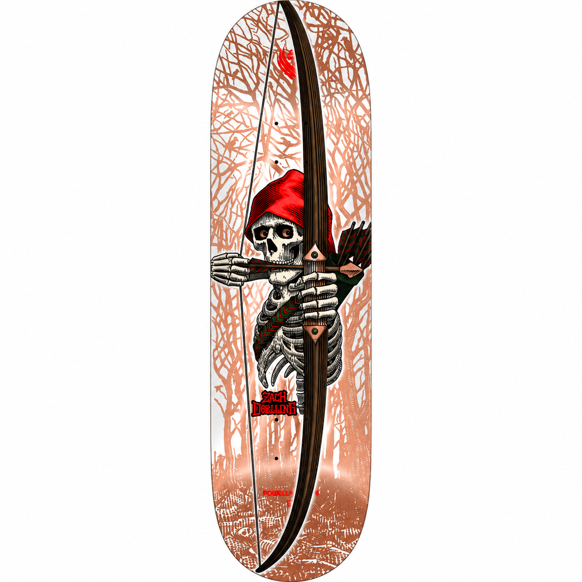 Powell Peralta Zach Doelling Archer Flight Copper Deck 8.75 inch on white background