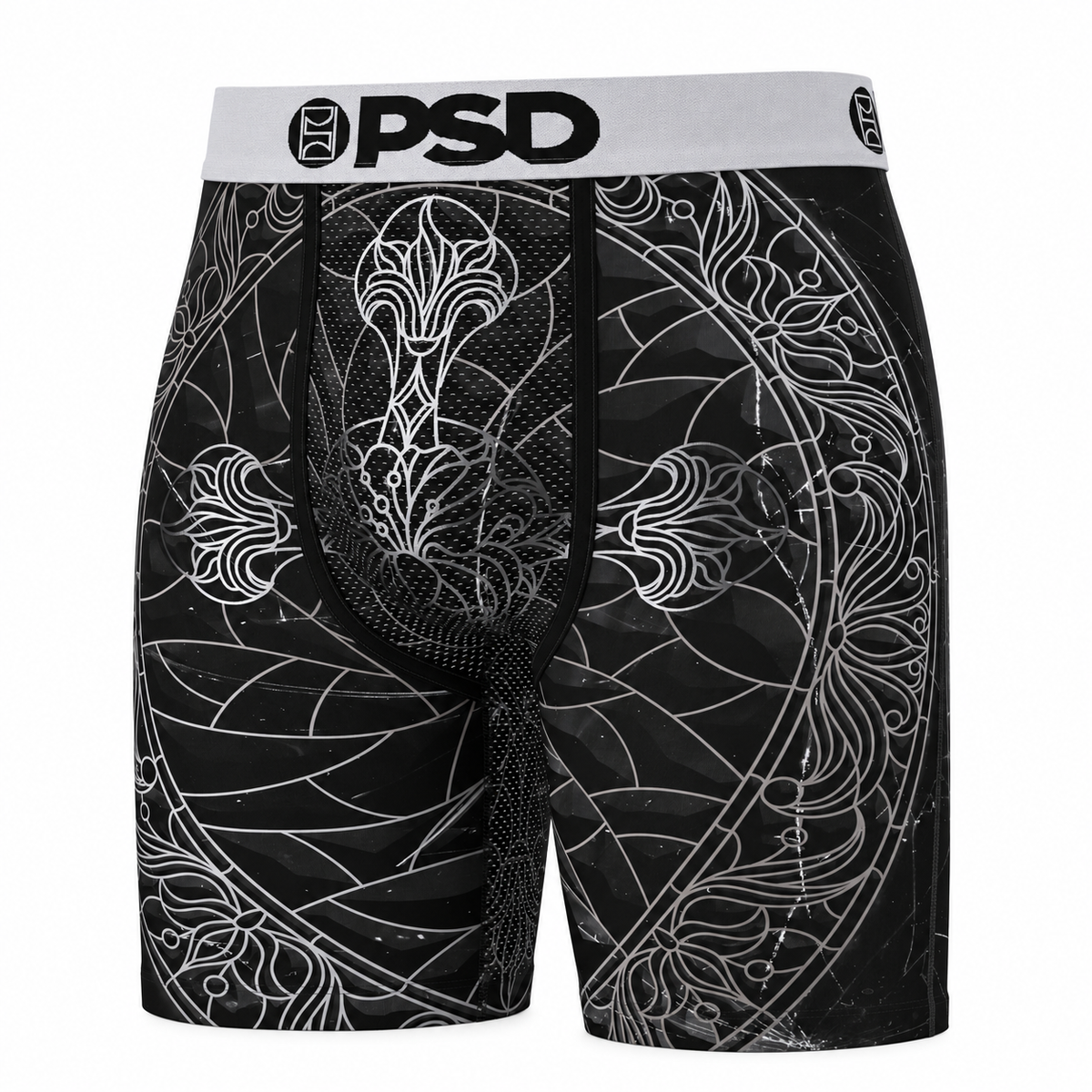 PSD Black Path boxer briefs on white background