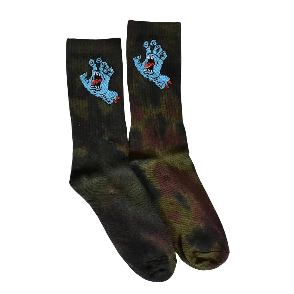 Santa Cruz Screaming Hand Tie Dye Socks - Green Glow