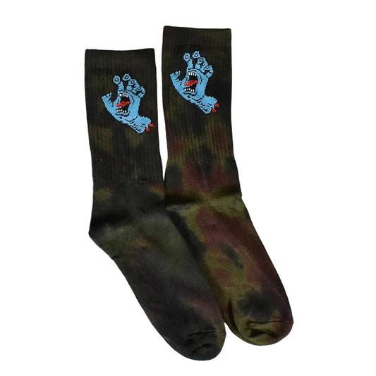 Santa Cruz Screaming Hand Tie Dye Socks - Green Glow