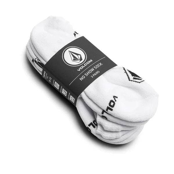 Volcom Full Stone No Show Socks 3 Pack - White