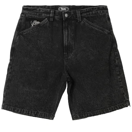Real Street Cleaner Black Stone Acid Wash Shorts