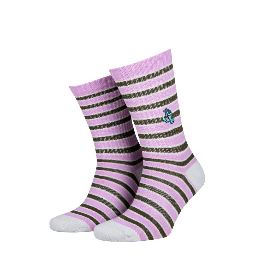 Santa Cruz Women's Mini Hand Stripe Socks 2 Pack - Pink Purple