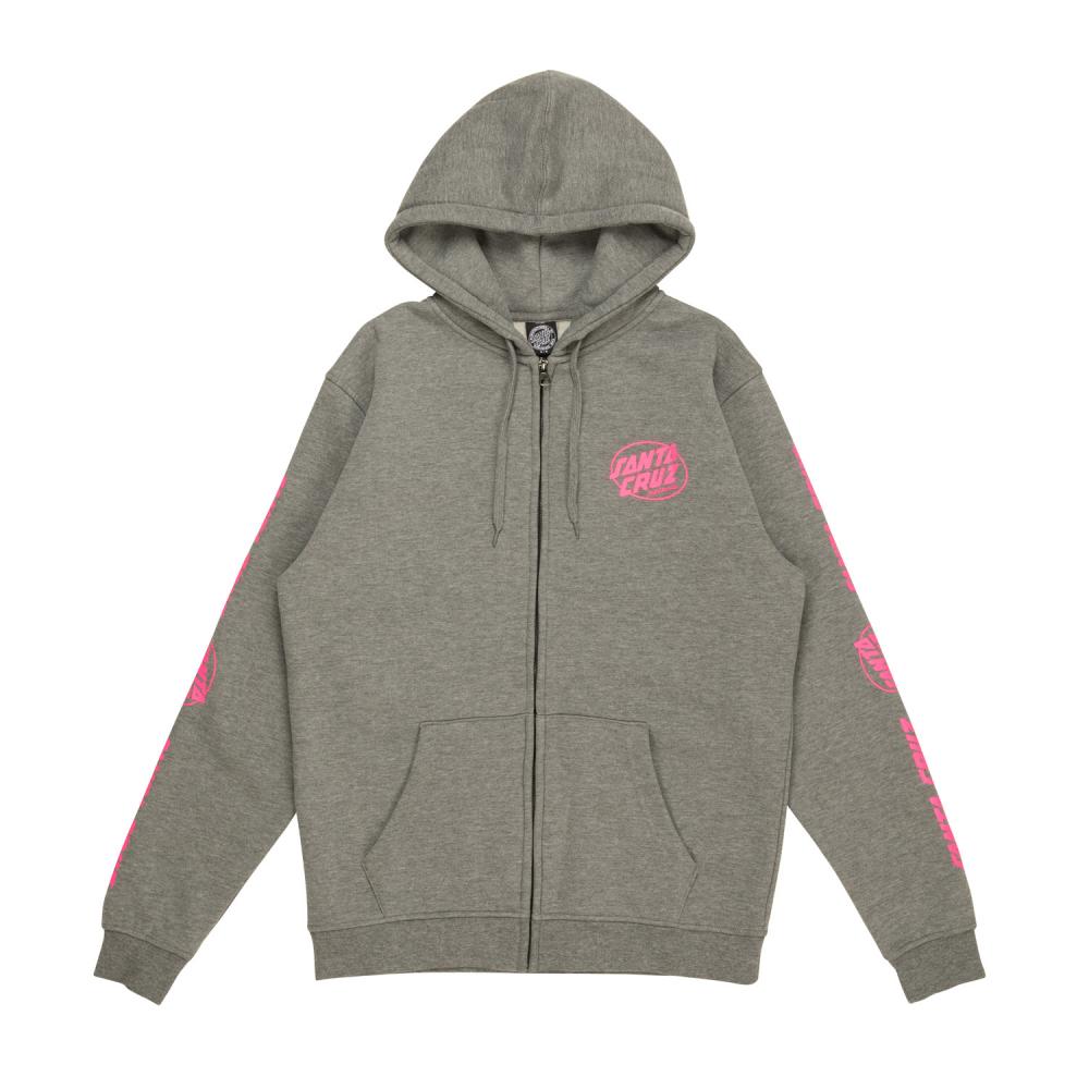 Santa Cruz Club Oval Dot Women's Zip Hood - Dark Heather/Pink