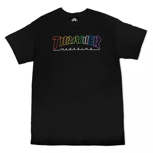 Thrasher Outline Rainbow Mag Tee - Black/Multi