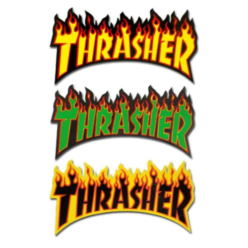 Thrasher Flames Logo Black/Green 6” x 3” Sticker