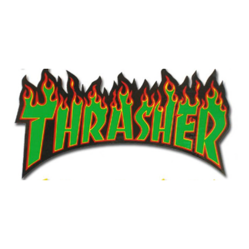 Thrasher Flames Logo Black/Green 6” x 3” Sticker