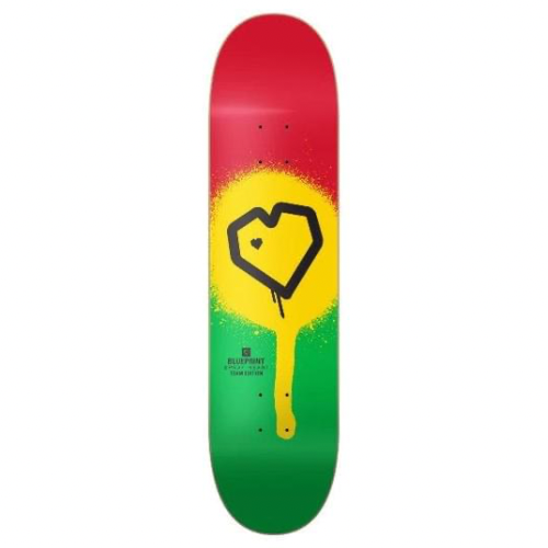 Blueprint Spray Heart Rasta Deck - 8”