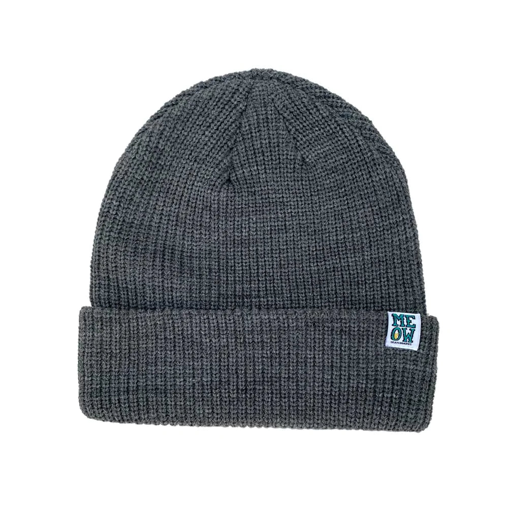 Meow Stacked Cuff Beanie Dark Heather