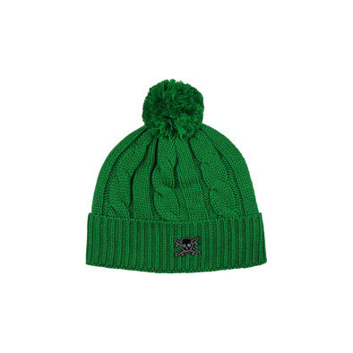 Fourstar Pirate Patch Pom Cable Knit Beanie - Green